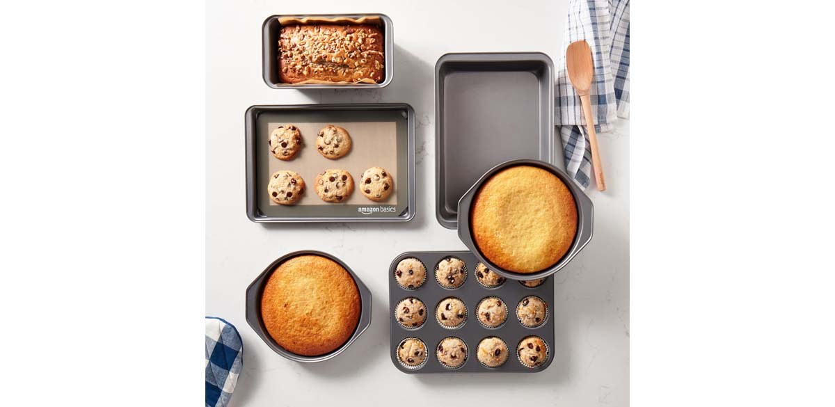 Amazon Basics 6 Piece Nonstick Carbon Steel Oven Safe Bakeware Set