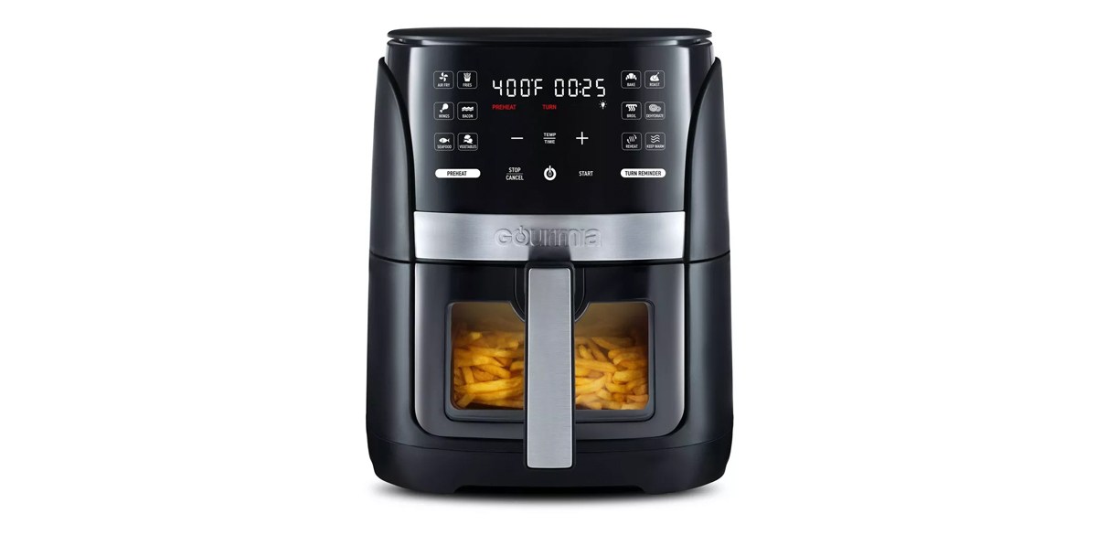 Gourmia 6-Qt Digital Window Air Fryer with 12 Presets &amp; Guided Cooking Black