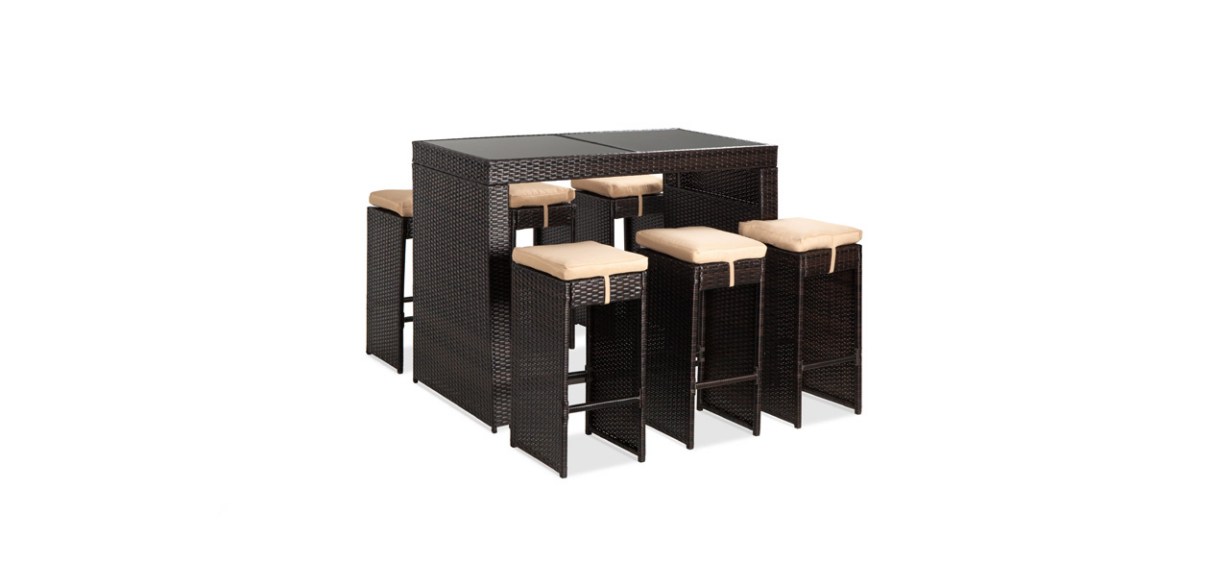 Best Choice Products 7-Piece Outdoor Wicker Bar Dining Set