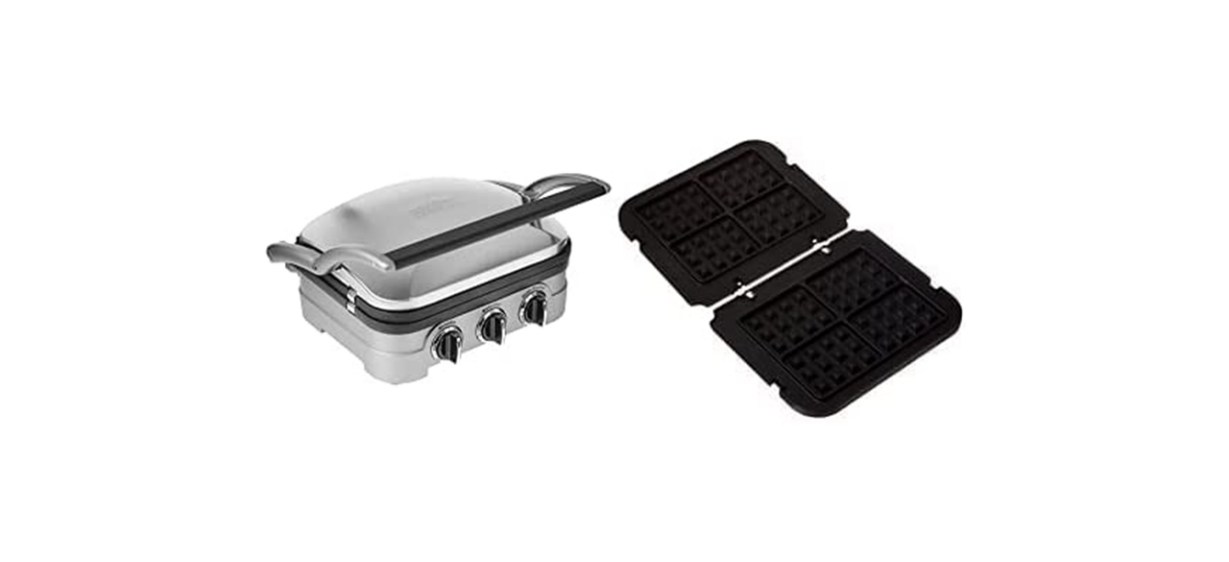 Cuisinart 5-in-1 Silver Griddler And Waffle Plates Bundle