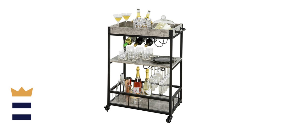 Haotian Rustic Bar Serving Cart