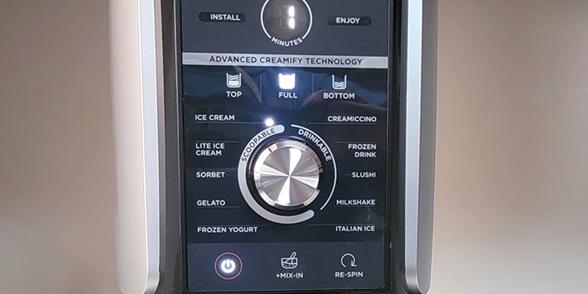 Closeup of Ninja Creami Deluxe settings display