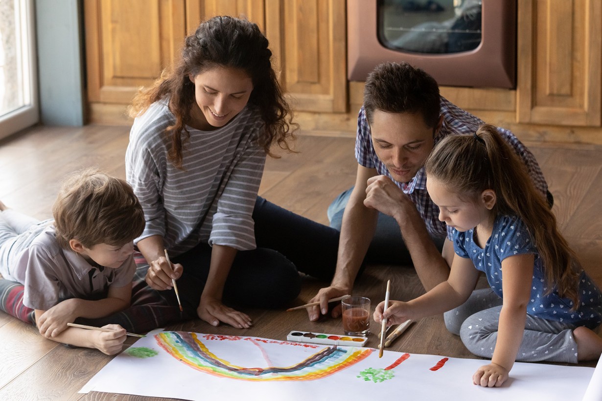 a family using watercolor