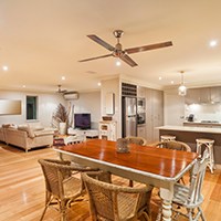 modern ceiling fan in the kitchen