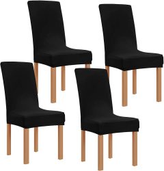 Obstal Black Stretch Spandex Dining Room Chair Covers
