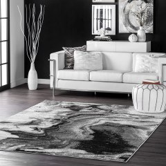 nuLOOM Abstract Black and White Rug