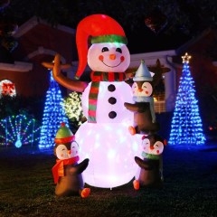 VIVOHOME 6FT Inflatable Snowman with Penguins