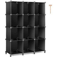 TomCare 12-Cube Oganizer Shelves, 4x3, Black