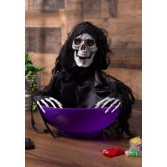Halloween Costumes Animated Candy Bowl With Shaking Grim Reaper Decoration