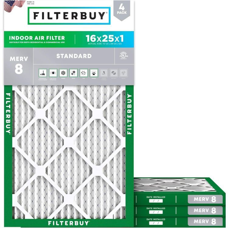 Filterbuy 16x25x1 Air Filter MERV 8 Dust Defense