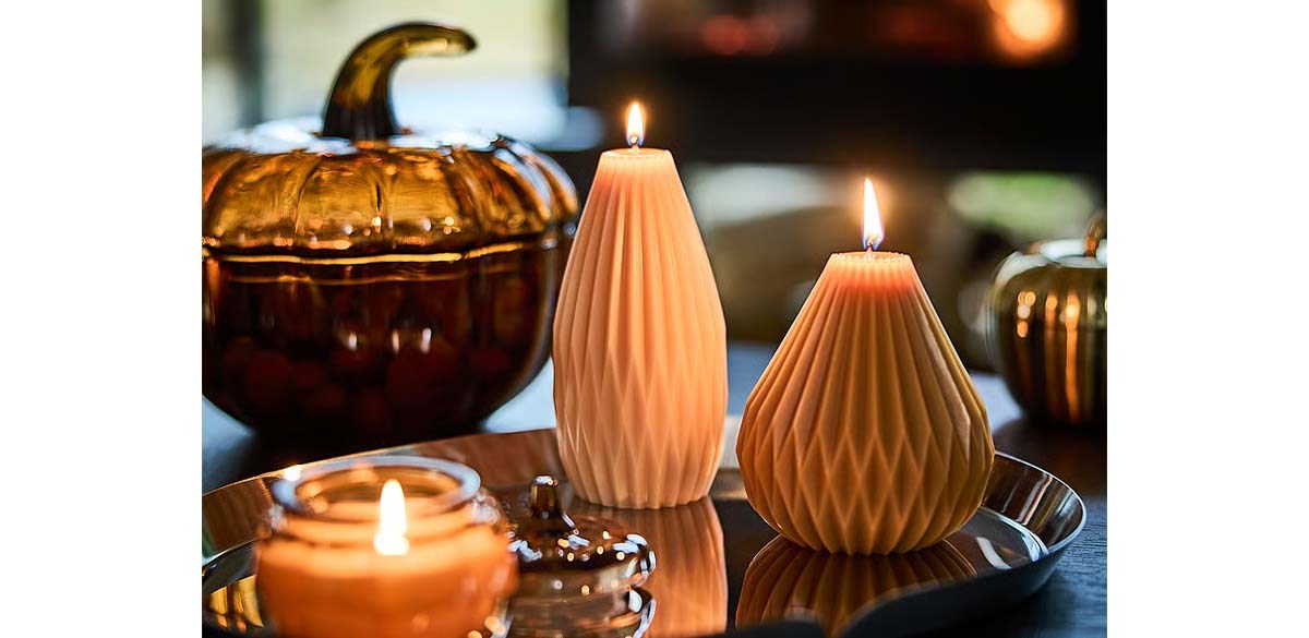 Unscented pillar candle, set of 2, light beige-bright beige