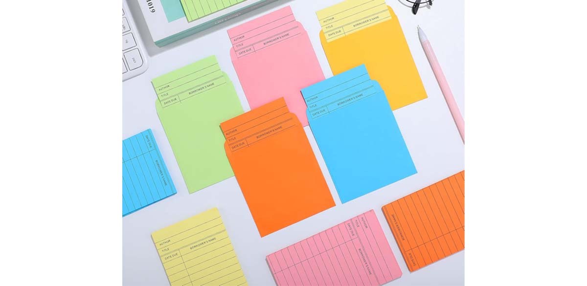 200 Pcs Library Pocket Envelopes and Books Cards