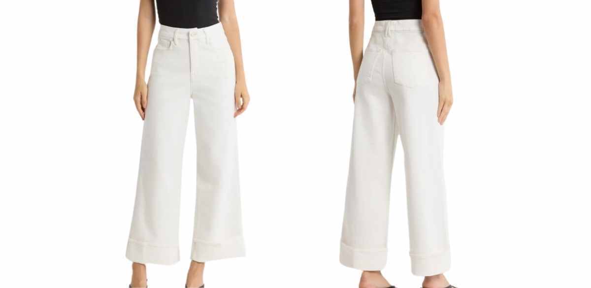 Good American Soft Tech Good Skate Crop Wide Leg Jeans