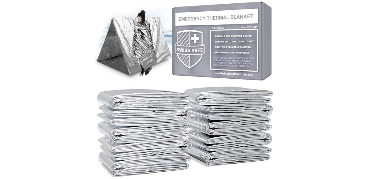 Swiss Safe 10 Pack Mylar Emergency Blankets for Survival