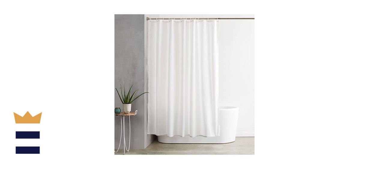 AmazonBasics Fabric Shower Curtain with Grommets and Hooks