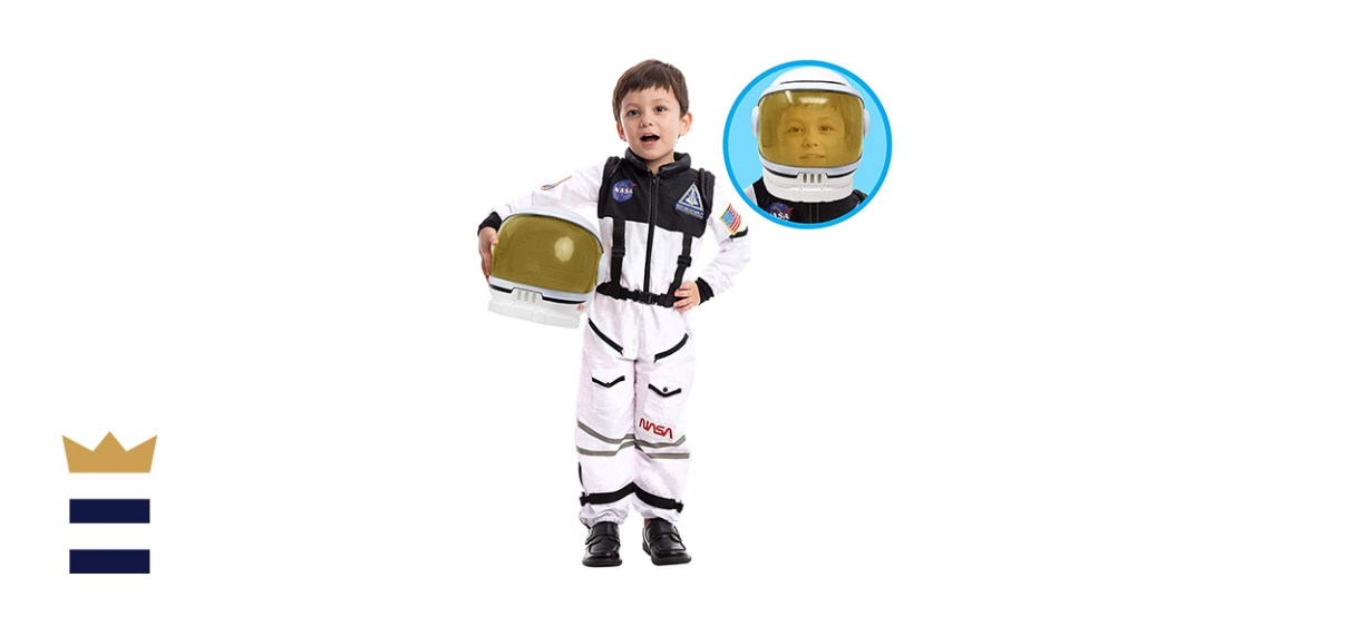 Spooktacular Astronaut NASA Pilot Costume with Movable Visor Helmet for Kids