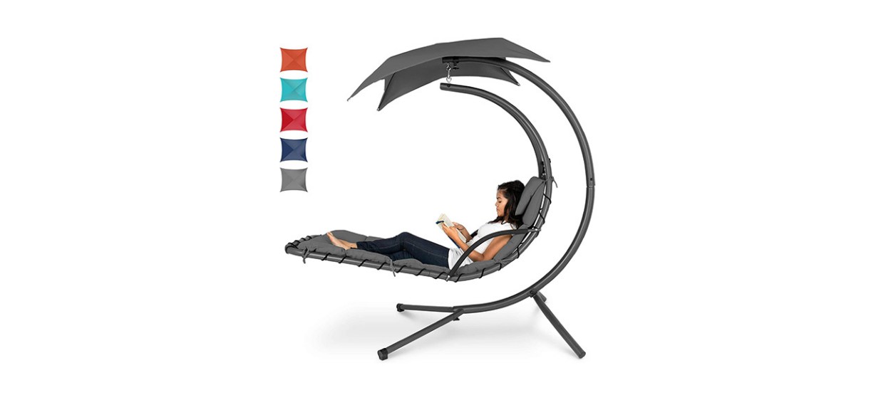 Best Choice Products Outdoor Curved Hanging Chaise Lounge Swing