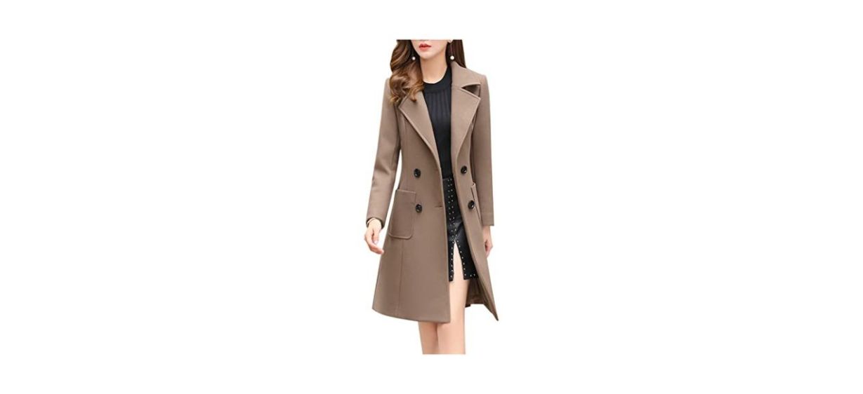 Best Chouyatou Womens Elegant Double-Breasted Overcoat