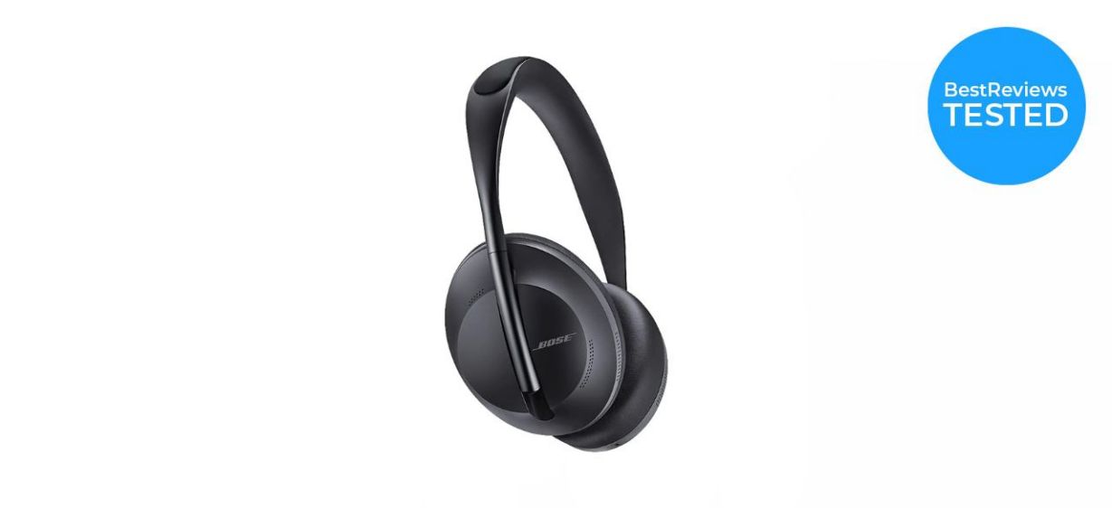 Bose Headphones 700 on white background; black over-ear headphones