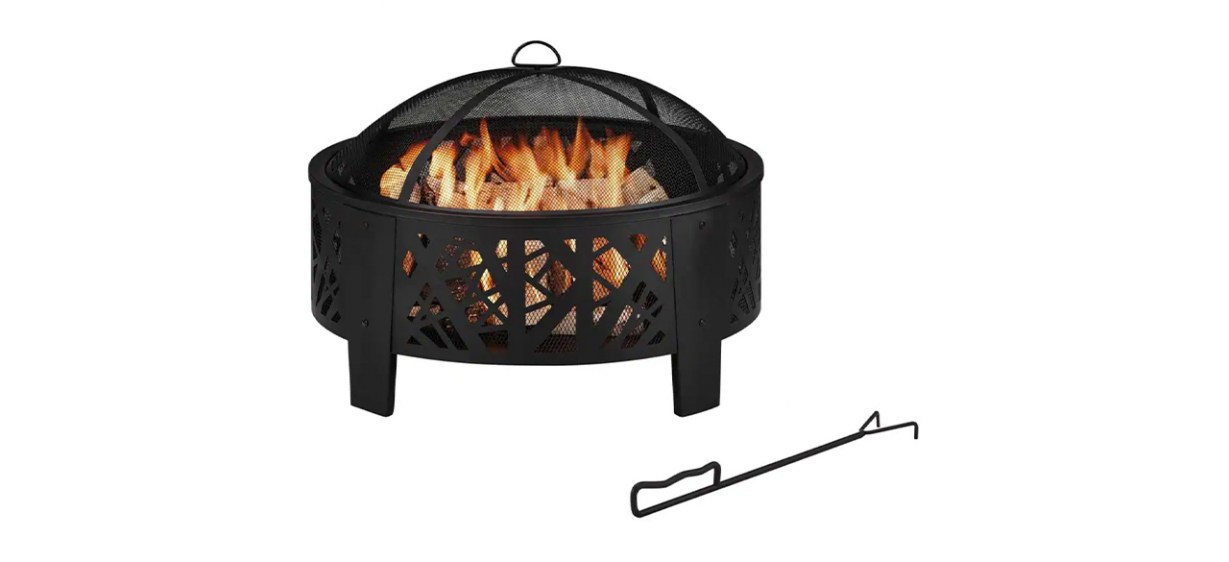 Best Hampton Bay 30-Inch Outdoor Steel Wood Burning Black Fire Pit