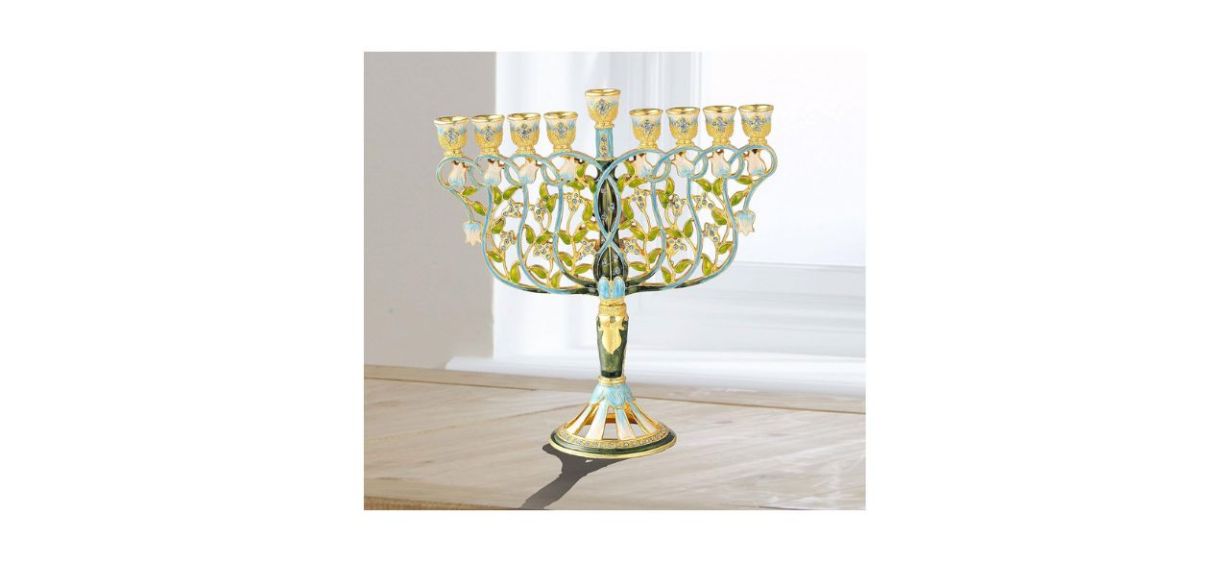 best Matashi Tall Hand-painted Enamel Menorah on a table