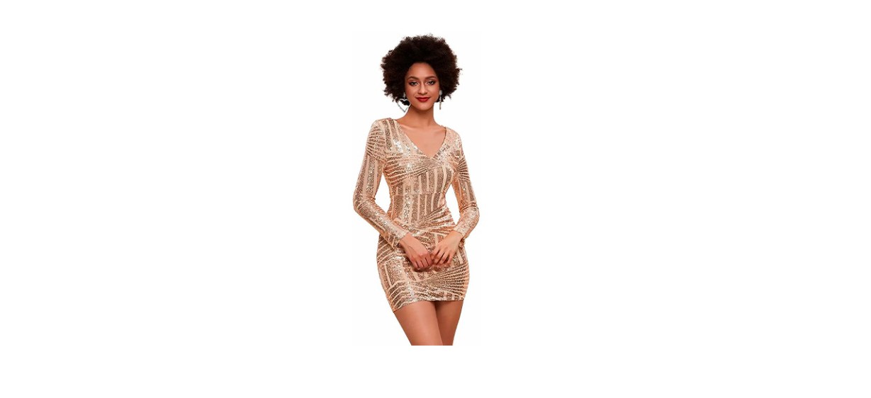 Best Miss Ord V-Neck Long-Sleeved Sexy Mini Dress