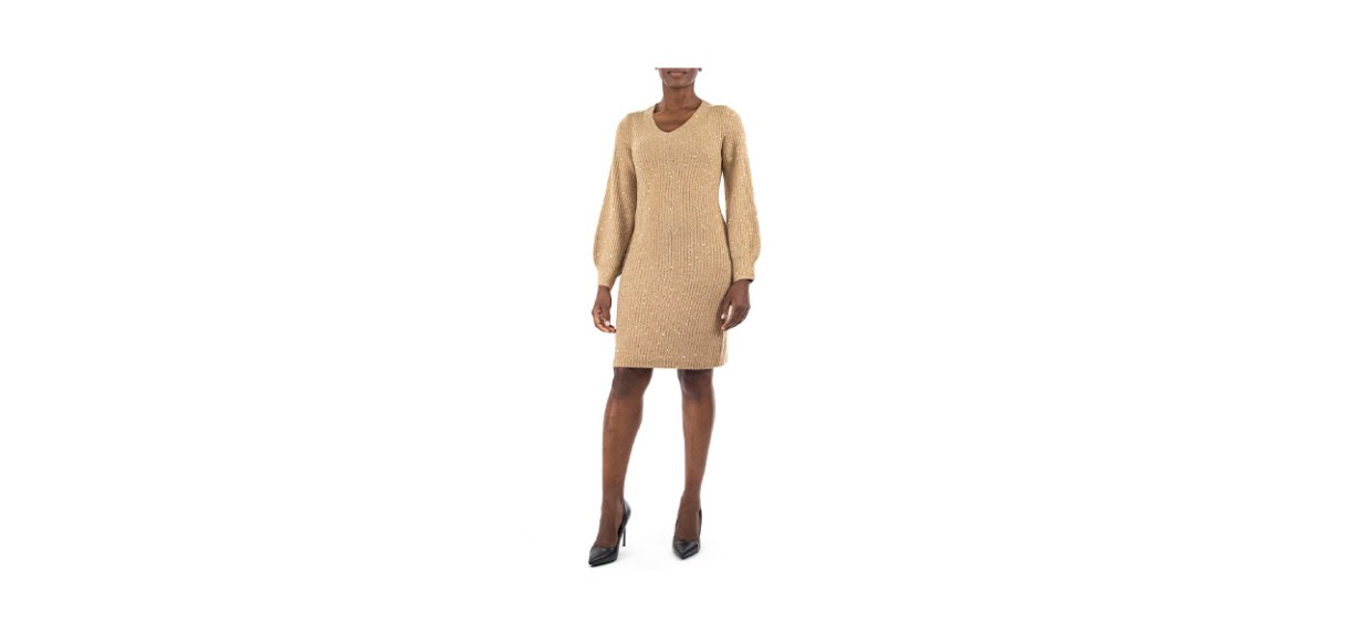 Best Nina Leonard Womens Sequin Sweater Dress