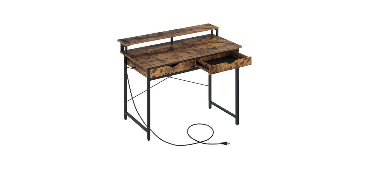 Best Rolanstar Computer Desk with 2 Drawers and Power Outlet