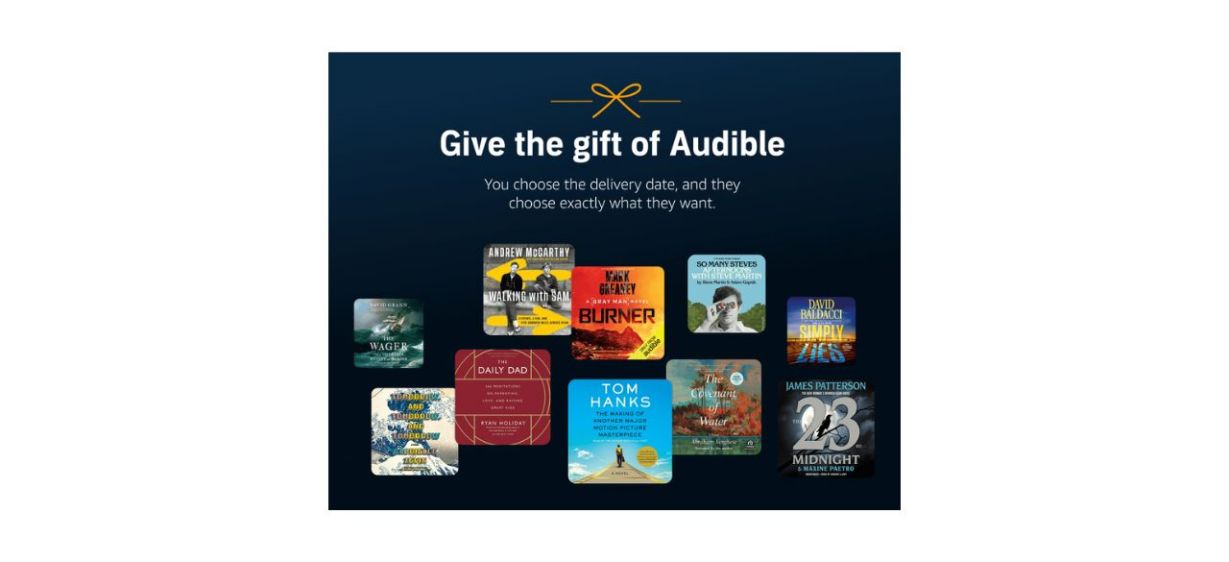 Audible Membership landing page image with images of books