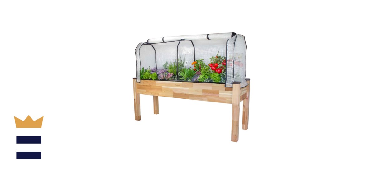 CedarCraft Elevated Cedar Planter With Greenhouse Cover