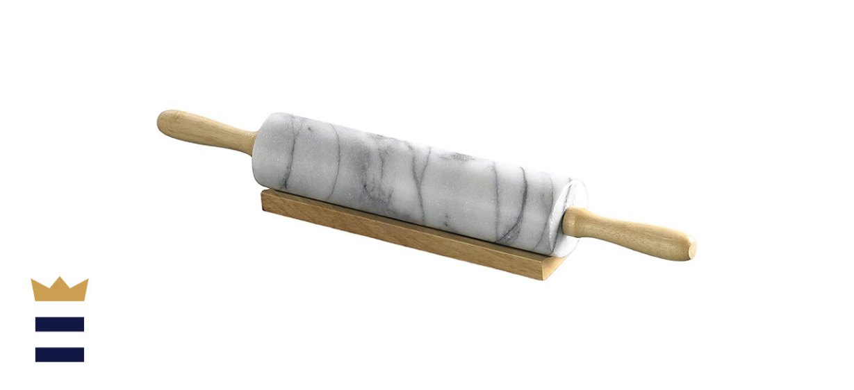 Creative Home White Marble Rolling Pin with Cradle