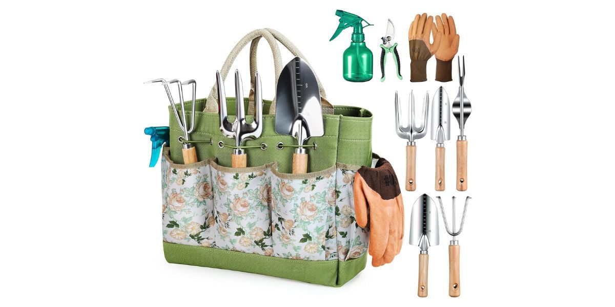 9-Piece Heavy Duty Garden Hand Tools Organizer