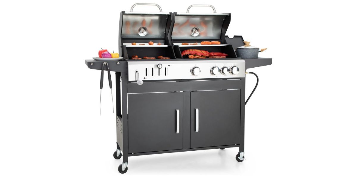 Captiva Designs Propane Gas Grill and Charcoal Grill Combo