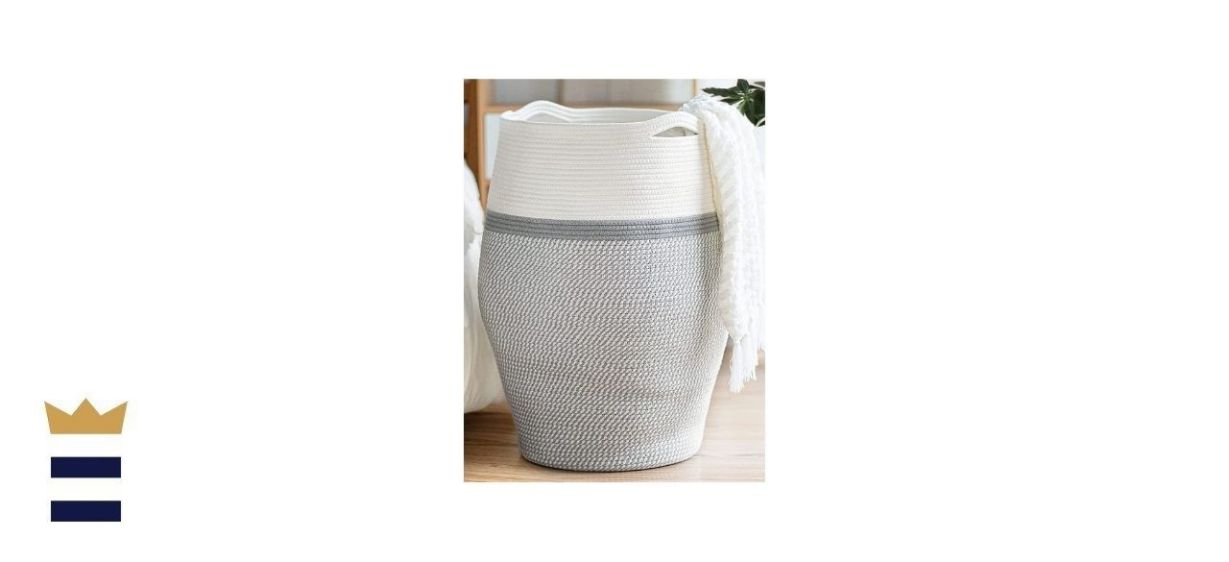 Goodpick Curve Bucket Woven Laundry Hamper with Handles