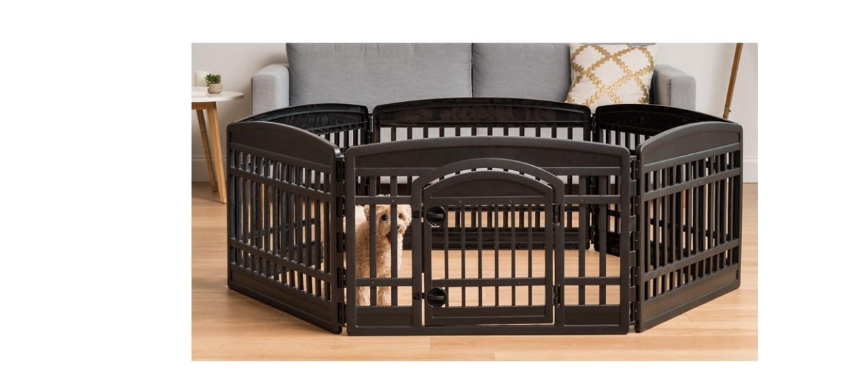 IRIS 6-Panel Plastic Exercise Dog Playpen with Door