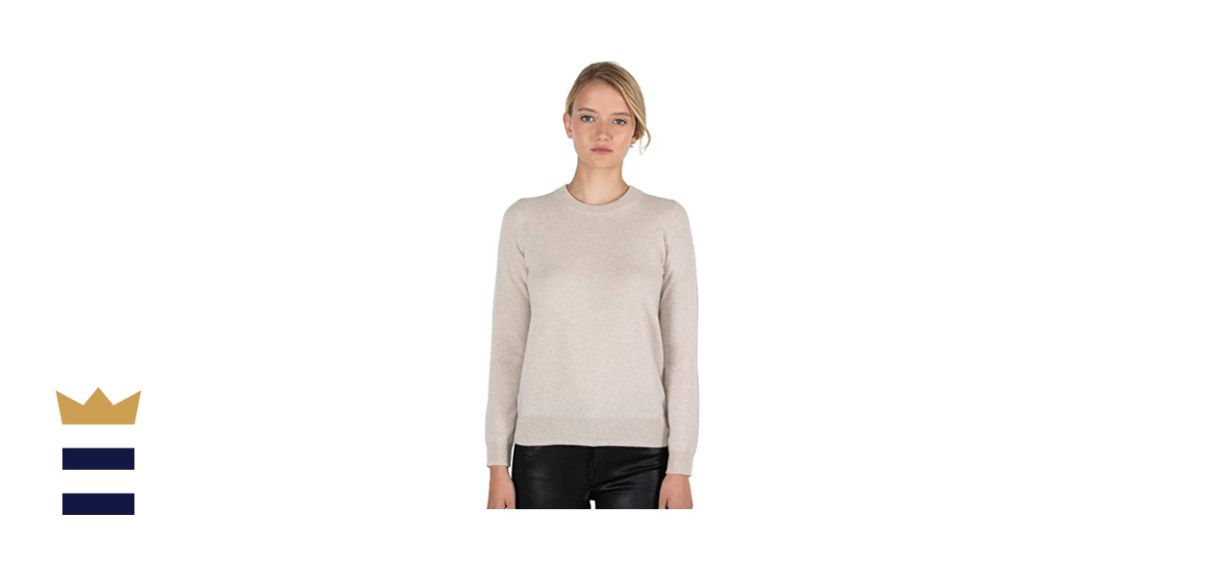 JENNIE LIU Women’s 100% Pure Cashmere Long Sleeve Crew Neck Sweater