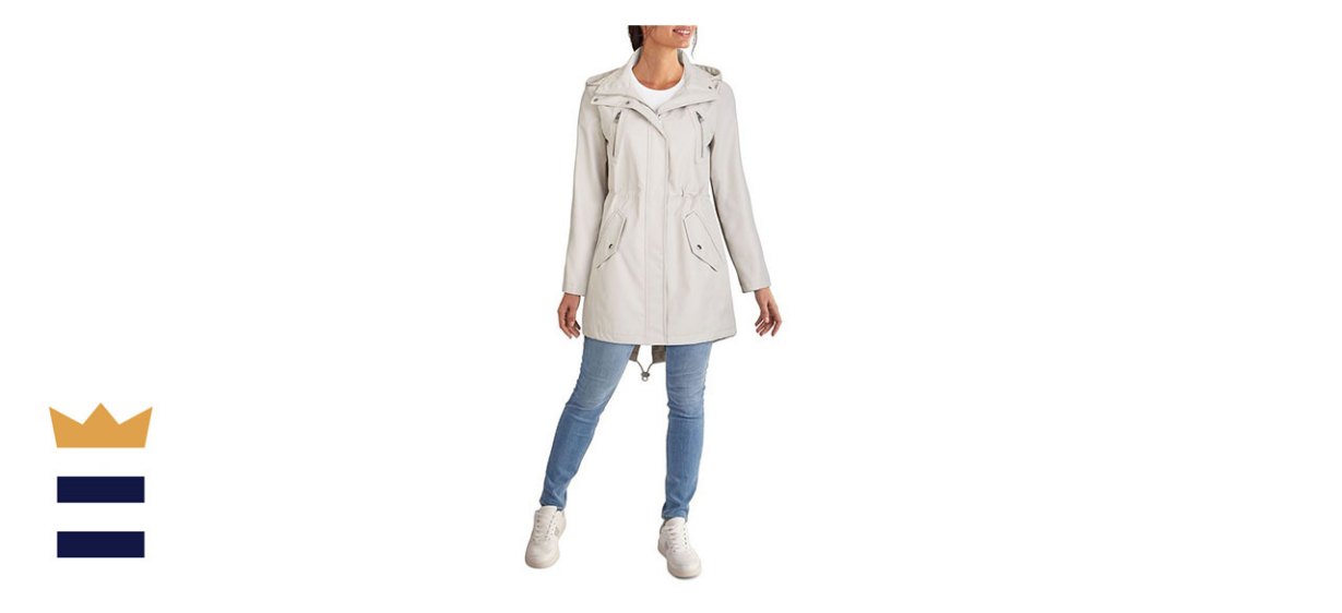 Kenneth Cole Womens Hooded Anorak Rain Coat