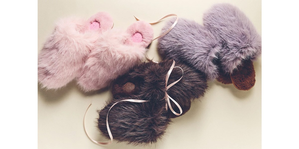 Maeve Fuzzy Faux Fur Slippers
