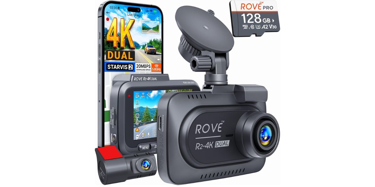 ROVE R2-4K DUAL Dash Cam Front and Rear