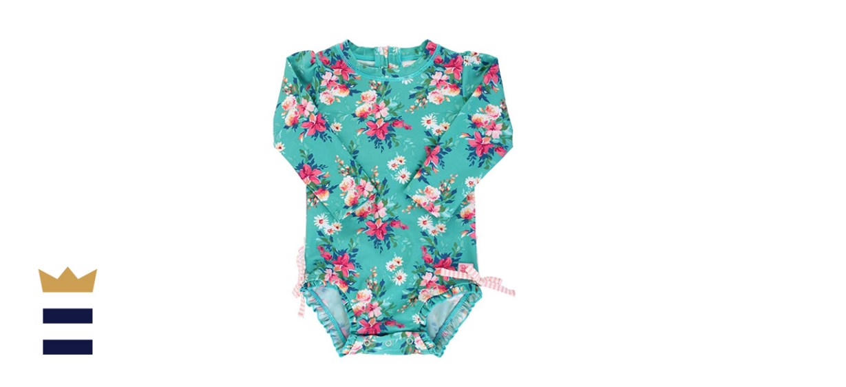RuffleButts Baby Girls One-Piece Rash Guard Swimsuit