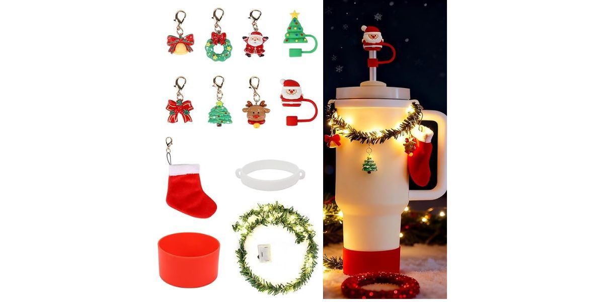12Pcs Christmas Stanley Cup Accessories Set 