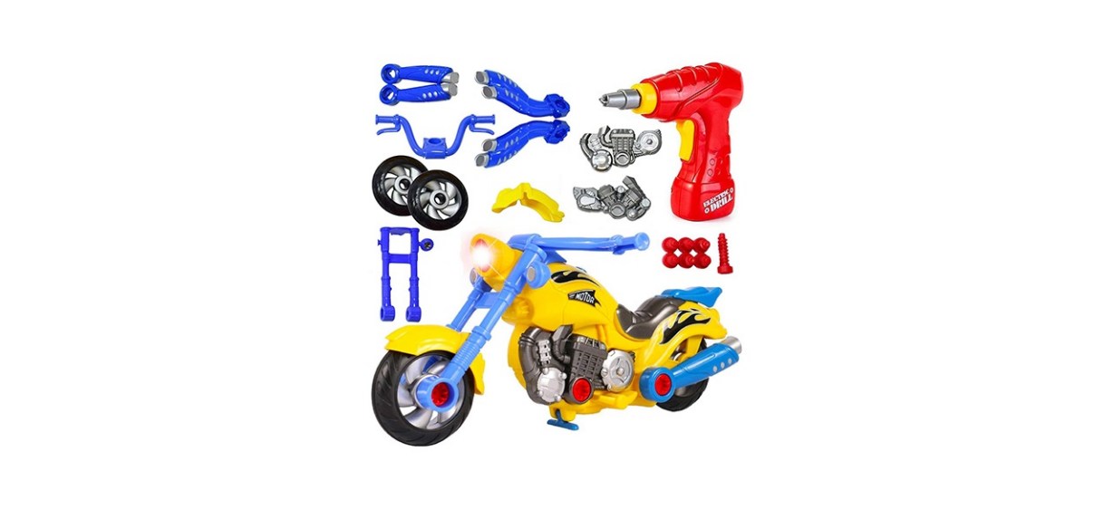 CoolToys Custom Take-A-Part Motorcycle Playset – Motorcycle with Electric Play Drill and Modification Pieces