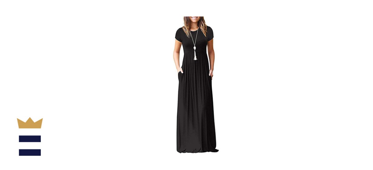VIISHOW Short Sleeve Loose Plain Maxi Dress