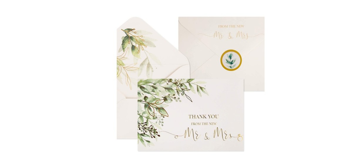 VNS Creations 100 Wedding thank-you cards with Envelopes &amp; Stickers