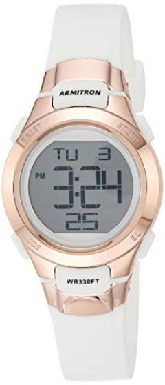 Armitron Women's Sport Digital Chronograph Watch in White and Rose Gold