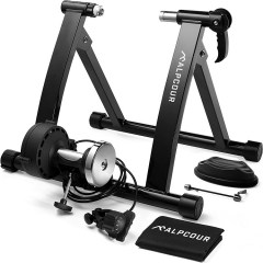 Alpcour Bike Trainer Stand – Portable Stainless Steel Indoor Trainer w/ Magnetic Flywheel