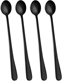 HIWARE Black 9-Inch Long Handle Iced Tea Spoons