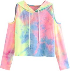 SweatyRocks Women's Cold Shoulder Tie Dye Pullover