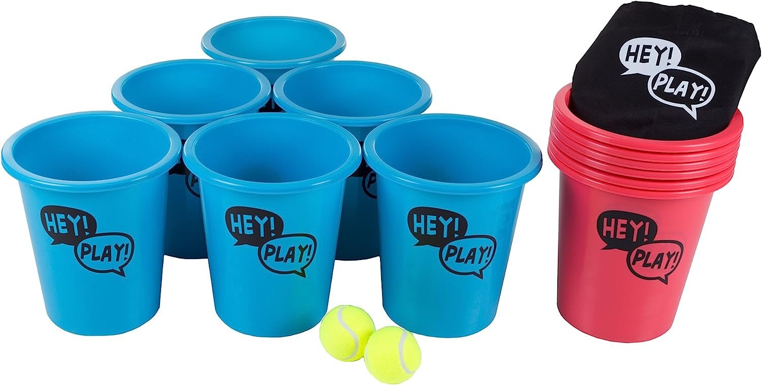 Hey! Play! Large Beer Pong Outdoor Game Set for Kids &amp; Adults