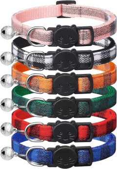 Extodry 6-Pack Classic Plaid Cat Collars